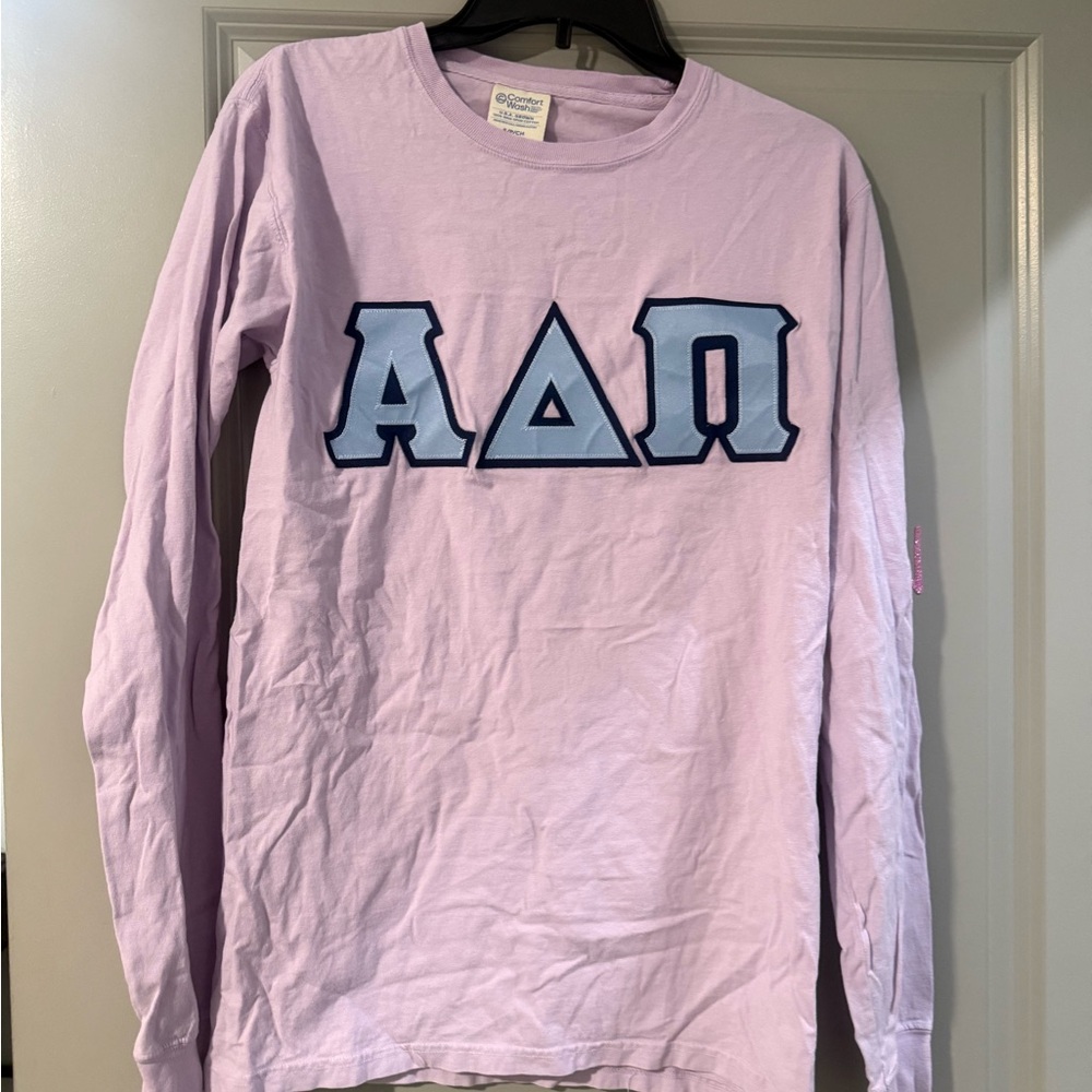 Alpha Delta Pi Comfort Colors Light Pink Greek Letter Long Sleeve